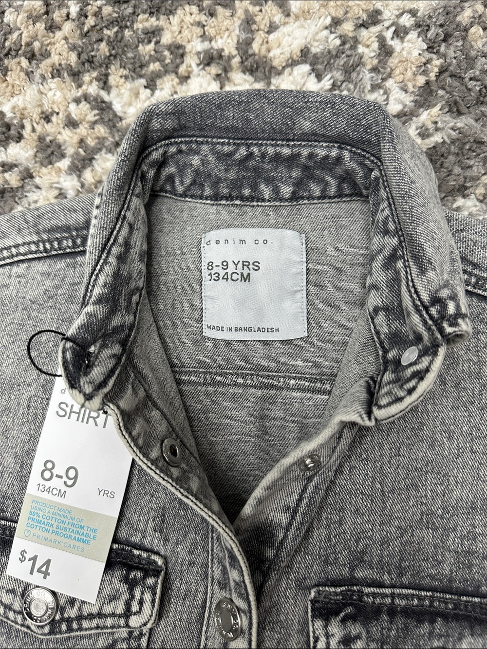 Primark Grey Washed Denim Shirt Jacket - Picture 2 of 9